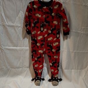 Carter's Red and Black Footed One Piece with Moose Design